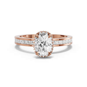 Image for Cushion Dual Halo Ring with Channel band in 18K Rose Gold