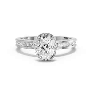 Image for Cushion Dual Halo Ring with Channel band in 14K White Gold