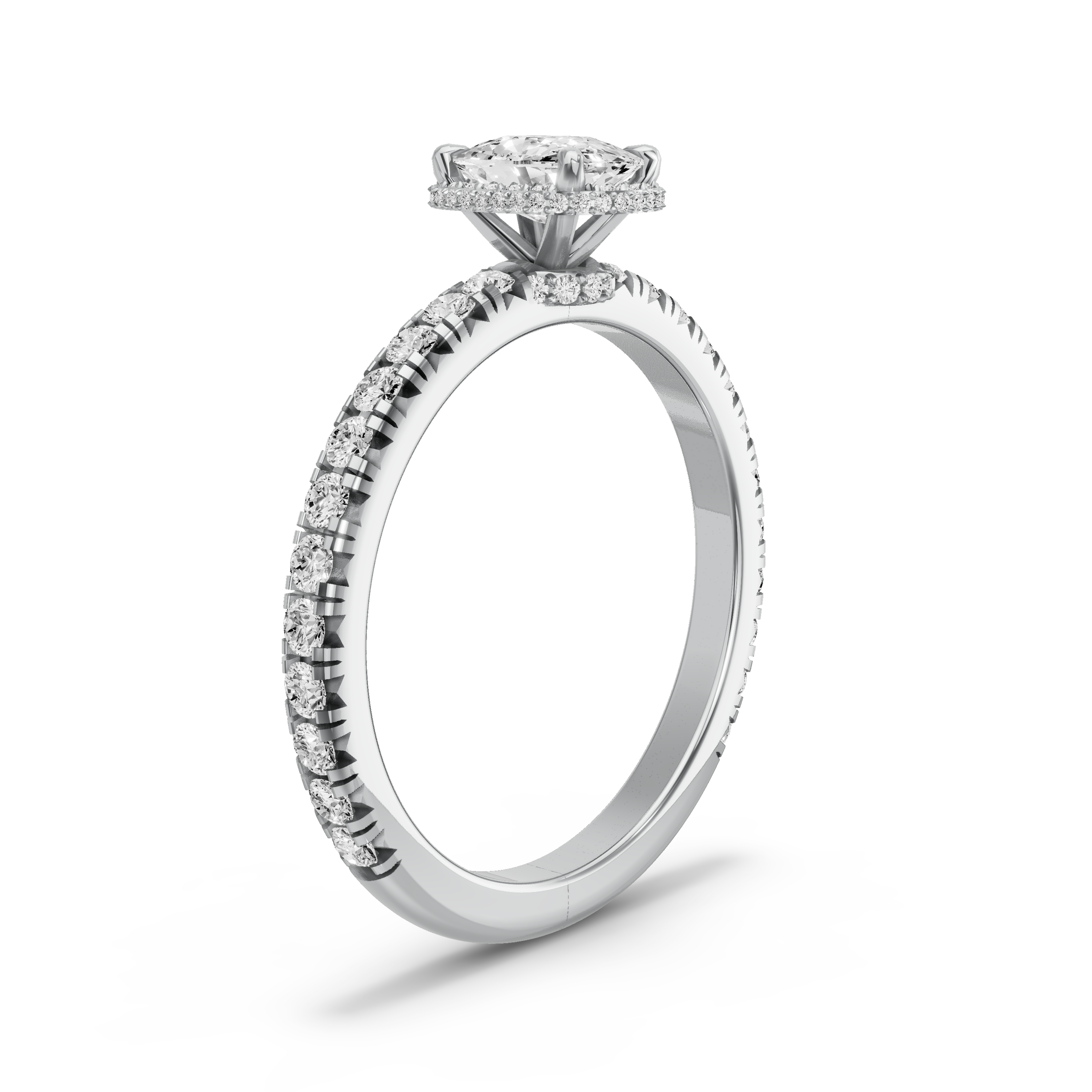 Image for Cushion Dual Halo Ring with French Pave band in 950 Platinum