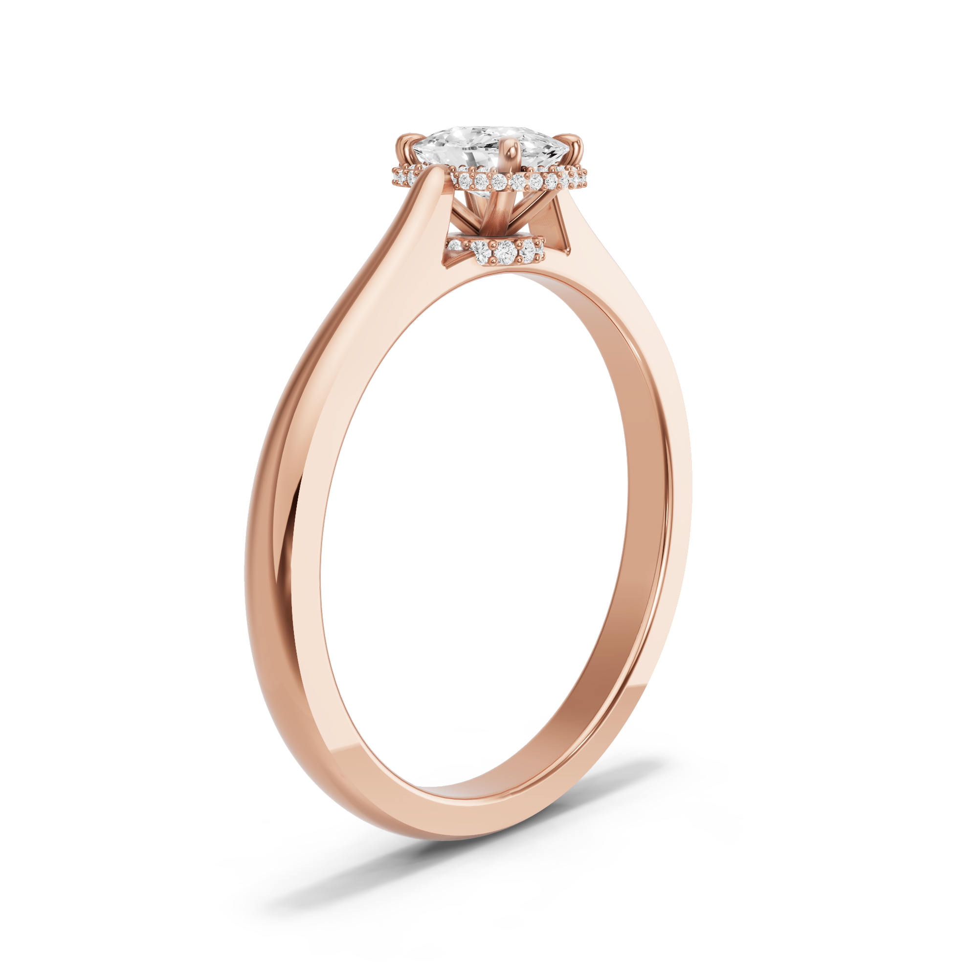 Image for Cushion Dual Halo Ring with Knife Edge Cathedral band in 10K Rose Gold