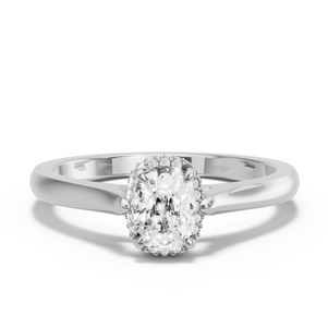 Image for Cushion Dual Halo Ring with Knife Edge Cathedral band in 950 Platinum
