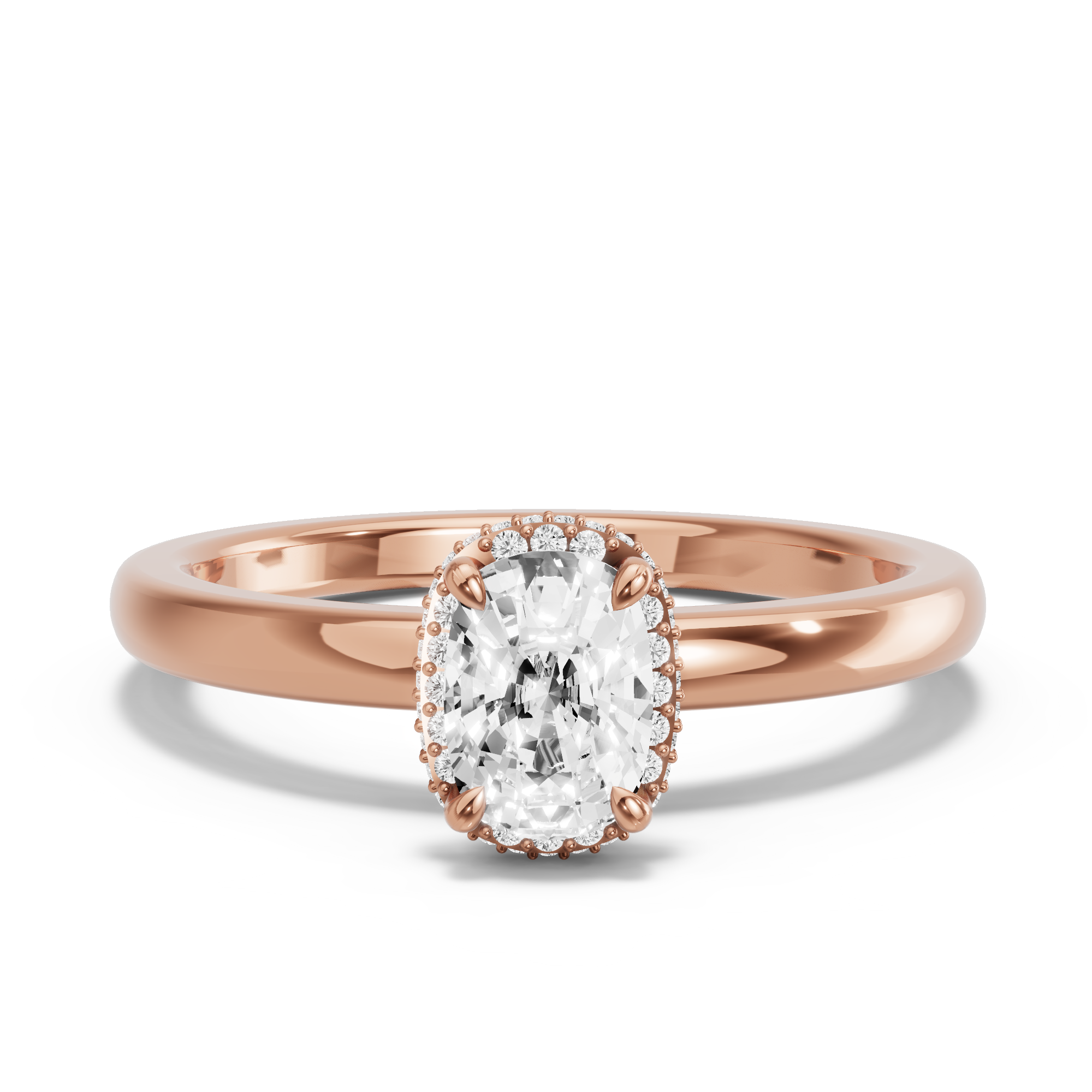 Image for Cushion Dual Halo Ring with Solitaire band in 18K Rose Gold
