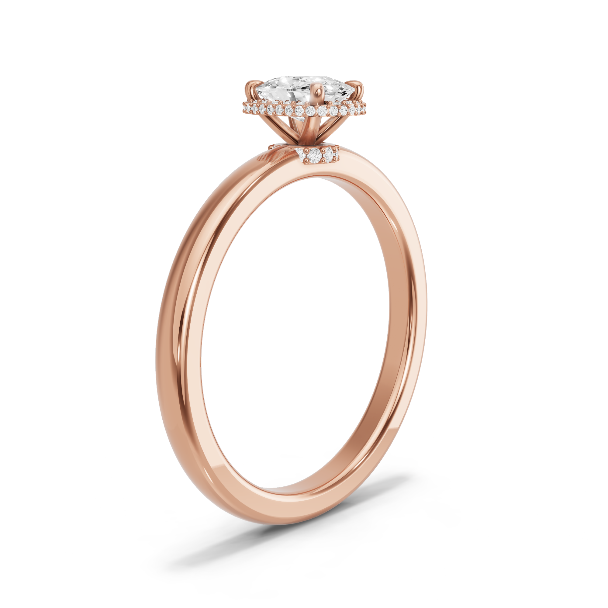 Image for Cushion Dual Halo Ring with Solitaire band in 18K Rose Gold