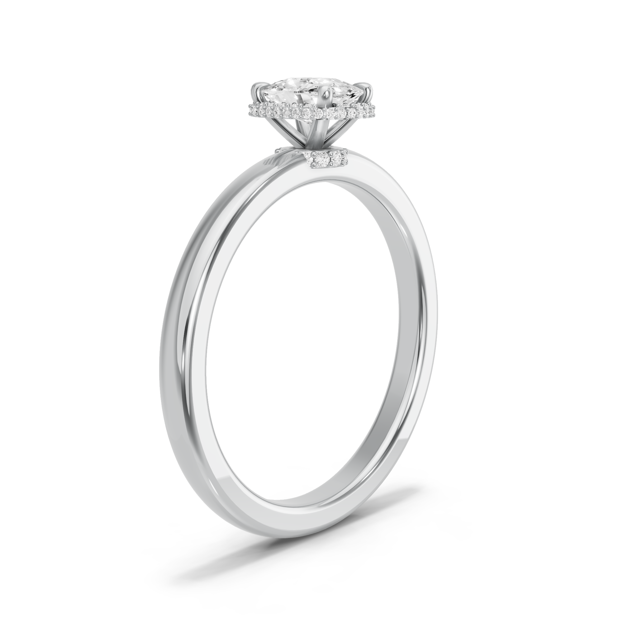 Image for Cushion Dual Halo Ring with Solitaire band in 950 Platinum