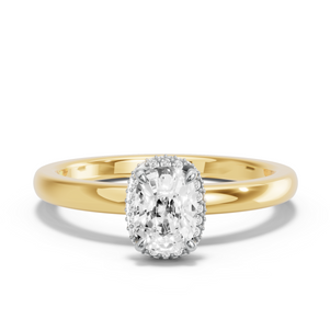 Image for Cushion Dual Halo Ring with Solitaire band in 14K Two Tone Yellow Gold