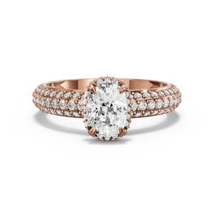 Image for Cushion Dual Halo Ring with Triple Row Pave band in 18K Rose Gold