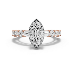 Image for Marquise Dual Halo Ring with Alternating Baguette band