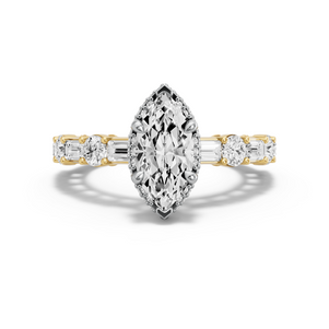 Image for Marquise Dual Halo Ring with Alternating Baguette band