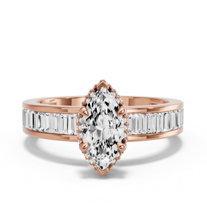 Image for Marquise Dual Halo Ring with Baguette Channel band