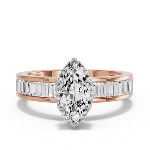 Image for Marquise Dual Halo Ring with Baguette Channel band