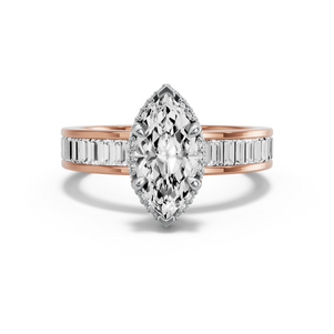 Image for Marquise Dual Halo Ring with Baguette Channel band