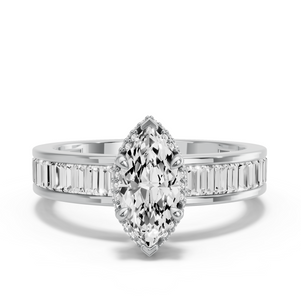 Image for Marquise Dual Halo Ring with Baguette Channel band