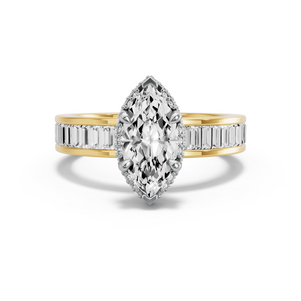 Image for Marquise Dual Halo Ring with Baguette Channel band