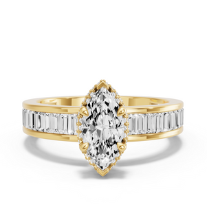 Image for Marquise Dual Halo Ring with Baguette Channel band