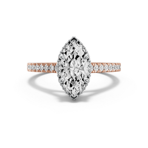 Image for Marquise Dual Halo Ring with Cathedral Pave band