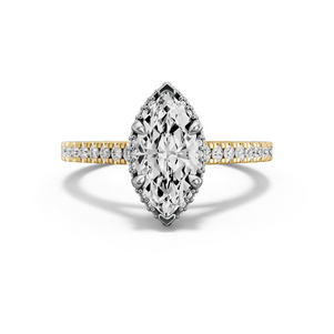 Image for Marquise Dual Halo Ring with Cathedral Pave band