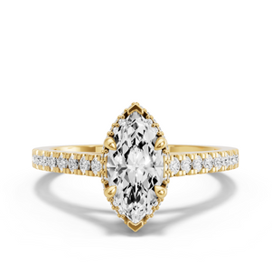 Image for Marquise Dual Halo Ring with Cathedral Pave band
