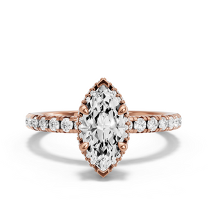 Image for Marquise Dual Halo Ring with French Pave band