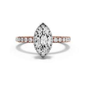 Image for Marquise Dual Halo Ring with French Pave band