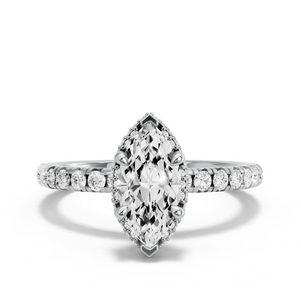 Image for Marquise Dual Halo Ring with French Pave band