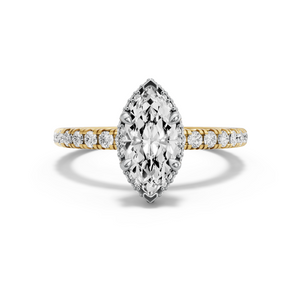 Image for Marquise Dual Halo Ring with French Pave band