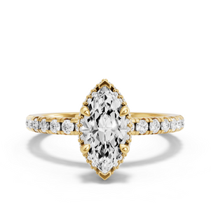 Image for Marquise Dual Halo Ring with French Pave band