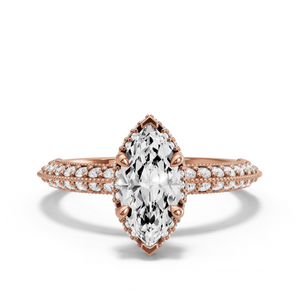Image for Marquise Dual Halo Ring with Knife Edge Pave band