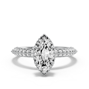 Image for Marquise Dual Halo Ring with Knife Edge Pave band