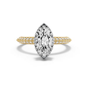 Image for Marquise Dual Halo Ring with Knife Edge Pave band