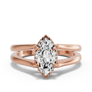 Image for Marquise Dual Halo Ring with Split Ring Solitaire band