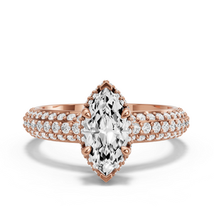 Image for Marquise Dual Halo Ring with Triple Row Pave band