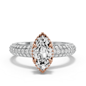 Image for Marquise Dual Halo Ring with Triple Row Pave band