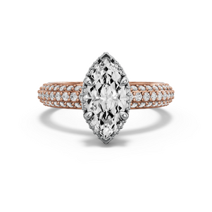 Image for Marquise Dual Halo Ring with Triple Row Pave band