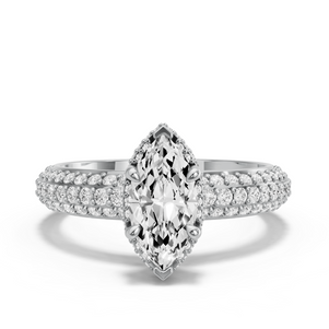 Image for Marquise Dual Halo Ring with Triple Row Pave band