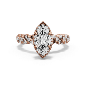 Image for Marquise Dual Halo Ring with Twist Pave band in 18K Rose Gold