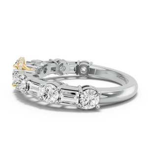 Image for Oval Dual Halo Ring with Alternating Baguette band