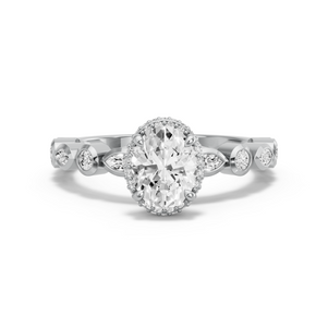Image for Oval Dual Halo Ring with Alternating Marquise band