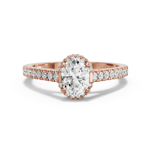 Image for Oval Dual Halo Ring with Cathedral Pave band
