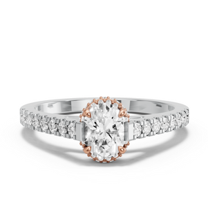 Image for Oval Dual Halo Ring with Cathedral Pave band