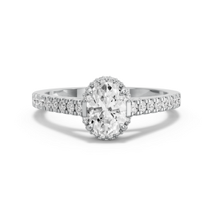 Image for Oval Dual Halo Ring with Cathedral Pave band