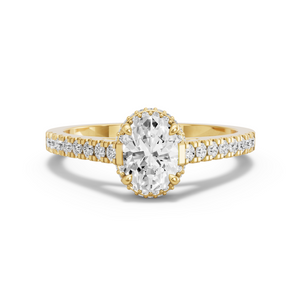 Image for Oval Dual Halo Ring with Cathedral Pave band