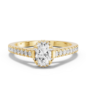 Image for Oval Dual Halo Ring with Cathedral Pave band