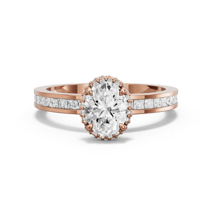 Image for Oval Dual Halo Ring with Channel band