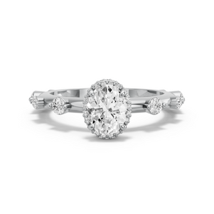 Image for Oval Dual Halo Ring with Floating Station band