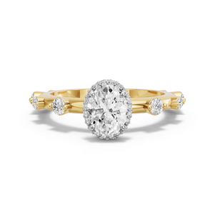 Image for Oval Dual Halo Ring with Floating Station band