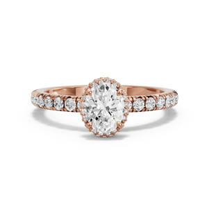Image for Oval Dual Halo Ring with French Pave band
