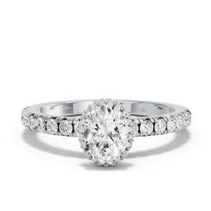 Image for Oval Dual Halo Ring with French Pave band