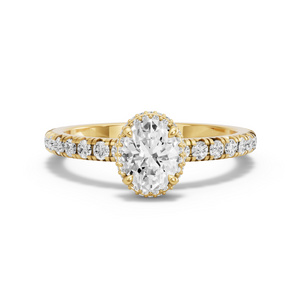 Image for Oval Dual Halo Ring with French Pave band