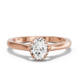 Image for Oval Dual Halo Ring with Knife Edge Cathedral band