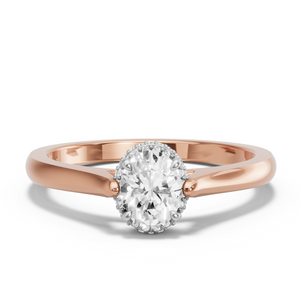 Image for Oval Dual Halo Ring with Knife Edge Cathedral band